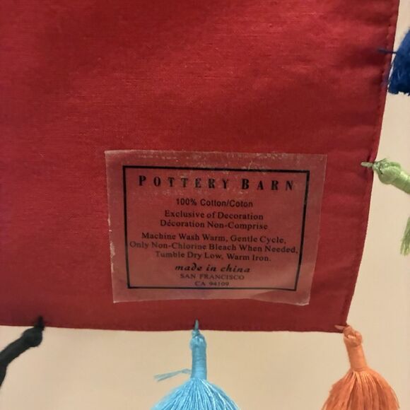 Pottery Barn Boho Colorful Table Runner Red Tassels 16 x 108” New Patio Party - Picture 3 of 4